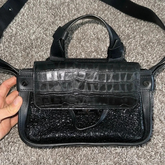 Lindsey Nicole black leather top handle bag - Picture 2 of 5